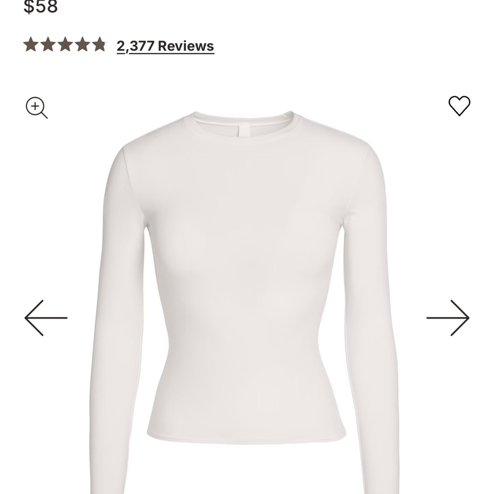 SKIMS Long Sleeve Crewneck in White/Cream
